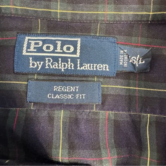 Polo by Ralph Lauren Shirt Regent Classic Fit Button Down Plaid - Large - Picture 7 of 8